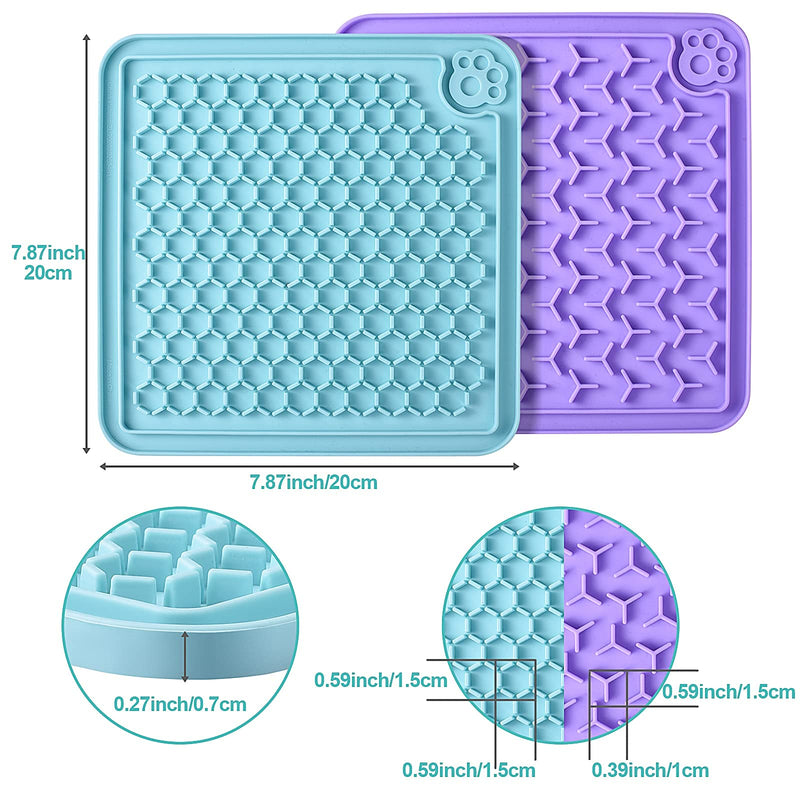 LUKITO Lick Mat for Dogs & Cats 2 Pack with Pet Food Spoon, Slow Feeder & Non-Slip Design, Pet Calming Dog Licking Mat Anxiety Relief Dog Cat Training, Lick Pad Perfect for Yogurt, Peanut Butter - PawsPlanet Australia