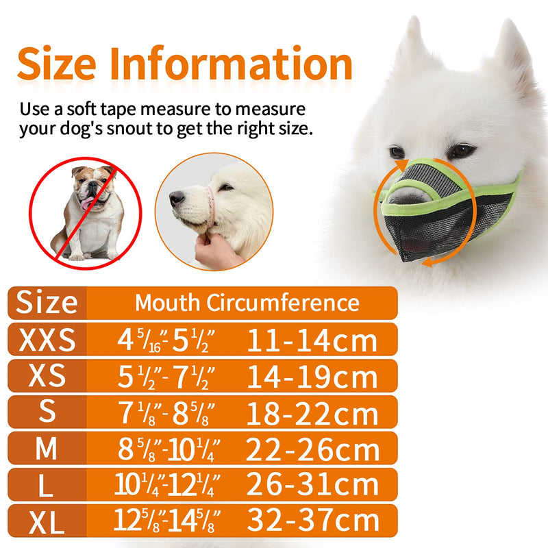 TANDD Dog Muzzle for Small Medium Large Dogs, Air Mesh Breathable and Drinkable Pet Muzzle for Anti-Biting Anti-Barking Licking XS Green - PawsPlanet Australia