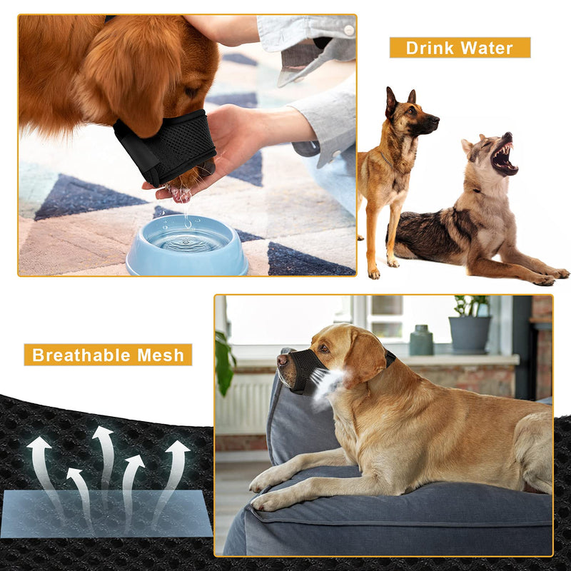 FAYOGOO Dog Muzzle for Small Medium Large Dogs, Dog Muzzles for Biting Barking and Chewing Puppy Muzzle Nylon Soft Mesh Breathable Adjustable Loop Muzzle Anti-Dropping Black - PawsPlanet Australia