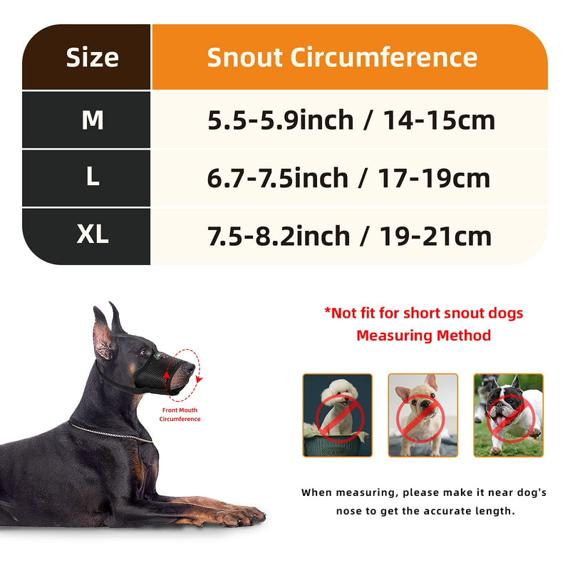chella 2 Pack Dog Muzzles Nylon Soft Anti-Biting Barking Chewing Secure Muzzle, Mesh Breathable Muzzle with Adjustable Strap for Small Medium Large Dogs 3 Sizes (L) - PawsPlanet Australia