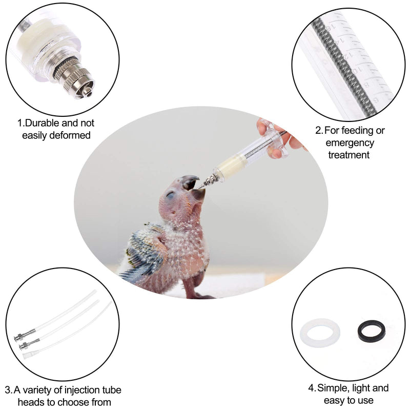OBANGONG 2 Sets Hand Feeding Syringe for Baby Birds,Feeding Tubes Used for Pet Baby Bird Parrot Feed Milk and Medicine,20ml,10ml - PawsPlanet Australia