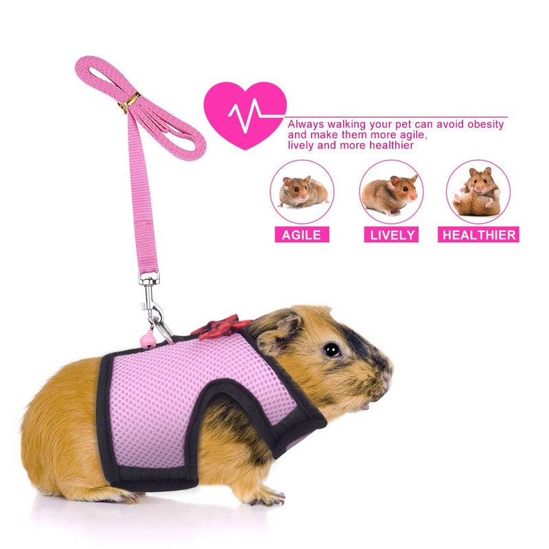Small Animals Harness and Leash Adjustable Soft Mesh Small Pet Harness with Safe Bell, No Pull Comfort Padded Vest Durable Nylon Harness All Season for Rats,Guinea Pig and Hamster - PawsPlanet Australia
