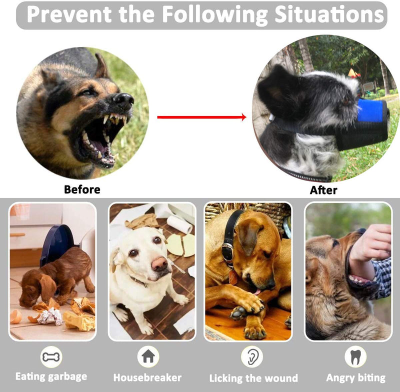 Muzzle for Medium Sized Dog, Muzzle Ddzmz Adjustable Mesh Breathable Fabric Pet Dog Mouth Cover Drinkable Prevents Biting Unwanted Chewing and Barking for Small Medium Large Dogs Orange and Blue S M L Black & Blue L - PawsPlanet Australia