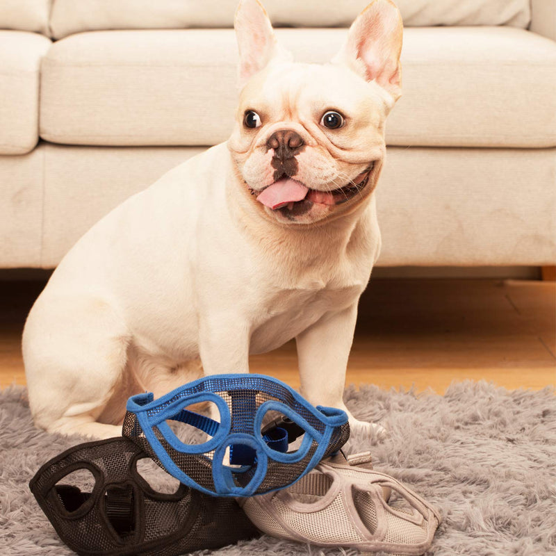 wintchuk Short Snout Dog Muzzle Bulldog Muzzle, Stop Dog for Biting Barking Chewing, Adjustable S Grey - PawsPlanet Australia