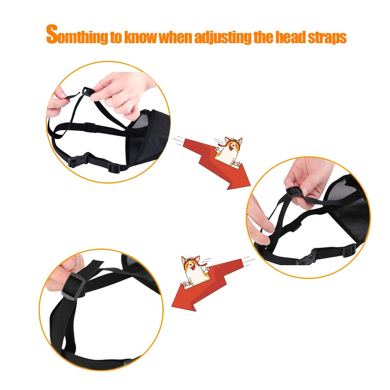 Dog Muzzle Mesh Mask with Velcro for Small, Medium and Large Dogs, Anti Biting, Barking and Chewing, Ajustable and Breathable XS Basic-Black - PawsPlanet Australia