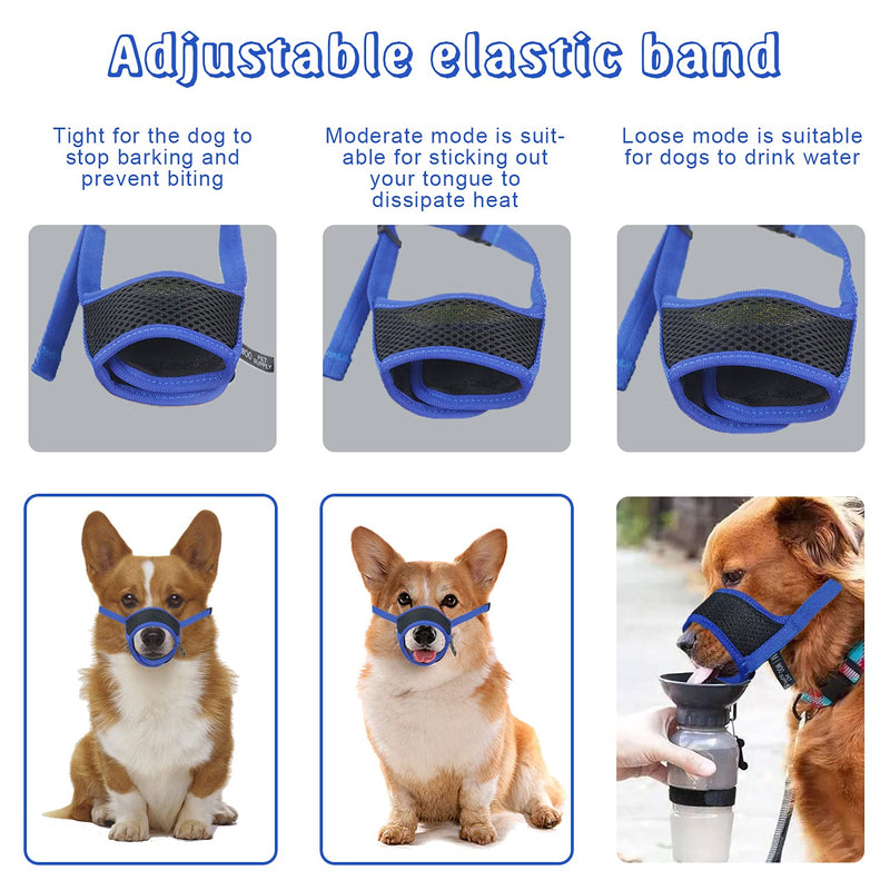 woopetsupply Dog Muzzle for Large Medium Small Dogs for Biting,Barking,Chewing,Grooming with mesh Breathable Adjustable Strap M:5.5-7.9in Blue - PawsPlanet Australia