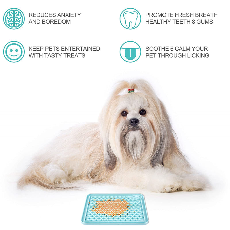 LUKITO Lick Mat for Dogs & Cats 2 Pack with Pet Food Spoon, Slow Feeder & Non-Slip Design, Pet Calming Dog Licking Mat Anxiety Relief Dog Cat Training, Lick Pad Perfect for Yogurt, Peanut Butter - PawsPlanet Australia