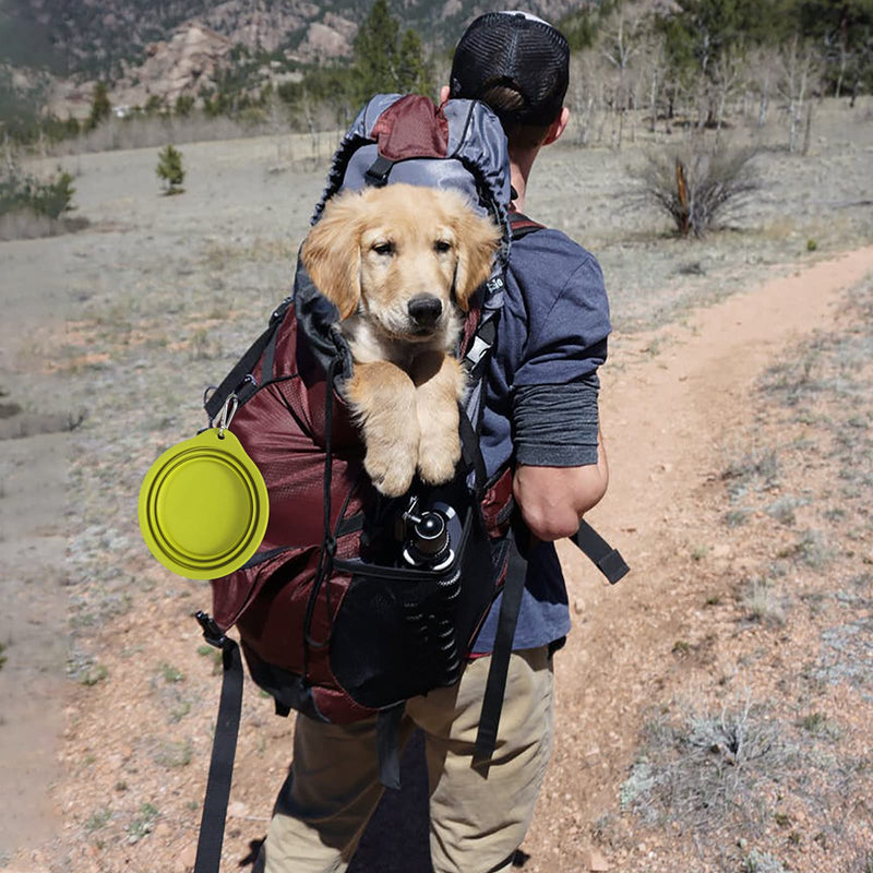 SLSON 2Pack Collapsible Dog Bowl,Integrated Molding Travel Bowl No Plastic Rim Pet Feeding Bowls for Walking Traveling Outdoors,600ML (Avocado Green+Dark Green) - PawsPlanet Australia