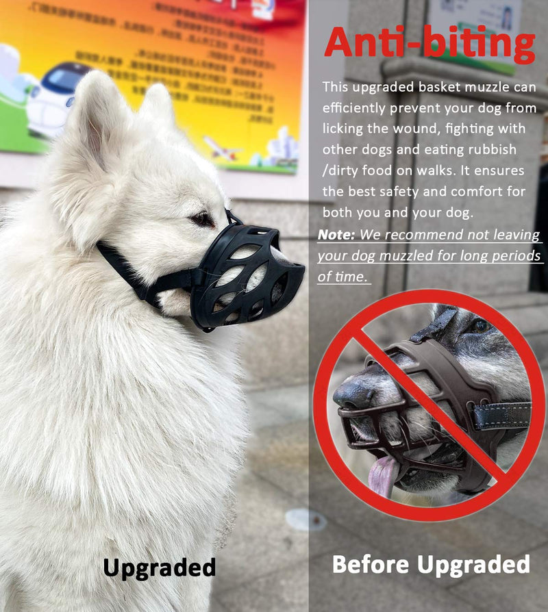 Dog Muzzle to Prevent Barking, Biting and Chewing, Soft Rubber Basket Muzzle for Small, Medium and Large Dogs 1 - Toy Poodle Black - PawsPlanet Australia