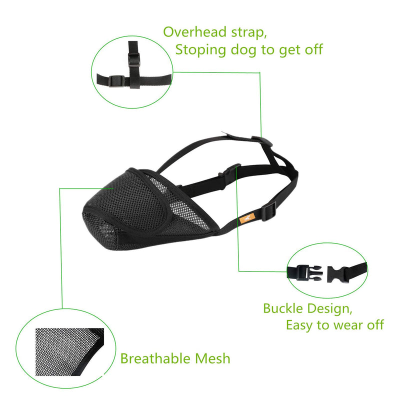 Dog Muzzle Mesh with Overhead Strap, No Lick Dog Mask Mouth Guard Muzzle for Dogs Prevent Biting Chewing L Black - PawsPlanet Australia