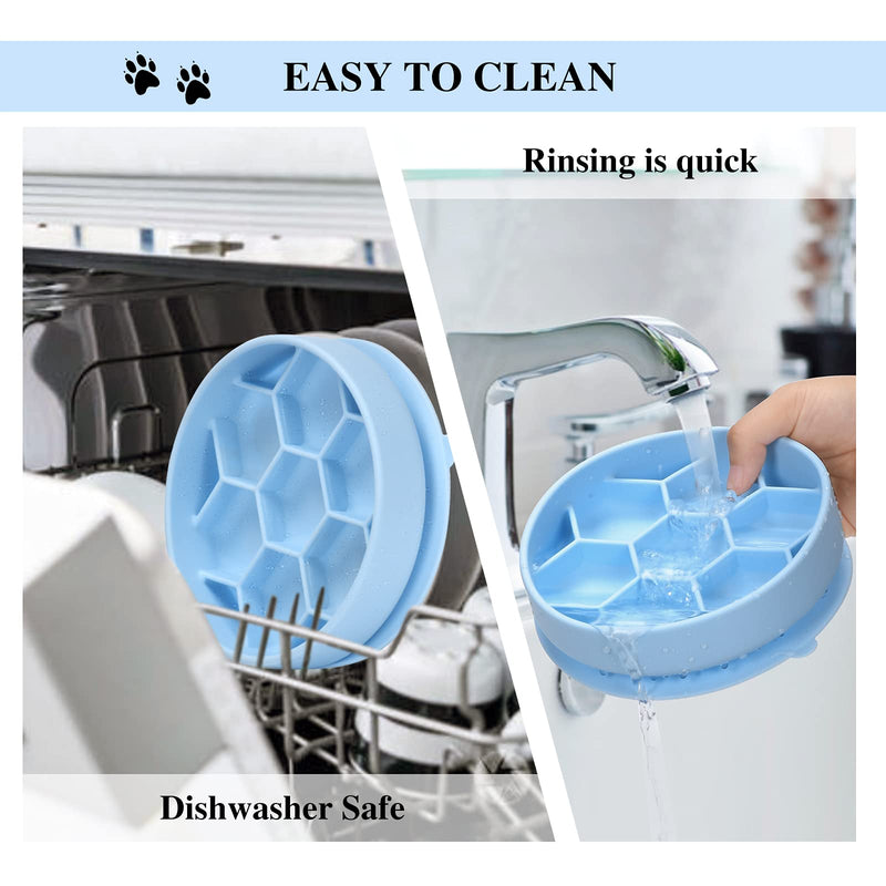 ALLYGOODS Silicone Slow Feeder Dog Bowl - Non Slip Dog Food Bowl with Anti-Tipping Bottom Suction Cup - Easy Cleaning Slow Feeder - Prevents Gulping and Vomiting Dog Feeder Small(Pack of 1) Blue - PawsPlanet Australia