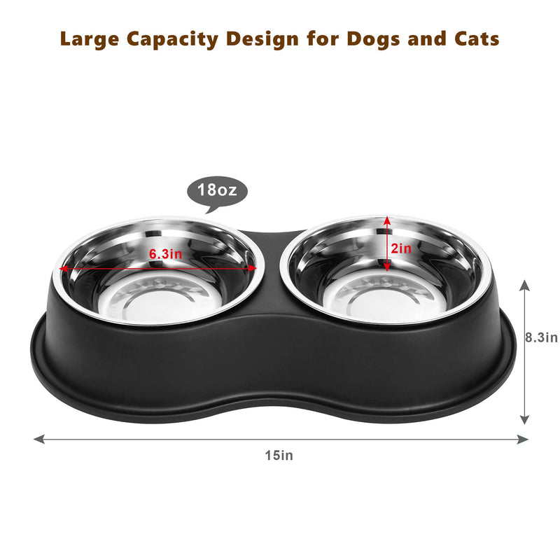 Dog Bowls Double Stainless Steel Dog Water and Food Bowls with Non-Slip Resin Station, Pet Feeder Bowls for Puppy Medium Dogs Cats - PawsPlanet Australia
