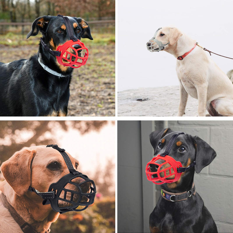 Lepark Dog Muzzle, Soft Silicone Basket Muzzle for Dogs, Breathable Mouth Cover and Adjustable Straps, Anti-Biting, Barking and Chewing. 2 Grey - PawsPlanet Australia