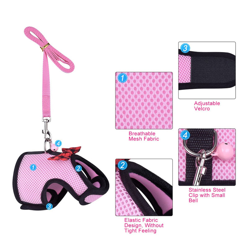 Small Animals Harness and Leash Adjustable Soft Mesh Small Pet Harness with Safe Bell, No Pull Comfort Padded Vest Durable Nylon Harness All Season for Rats,Guinea Pig and Hamster - PawsPlanet Australia