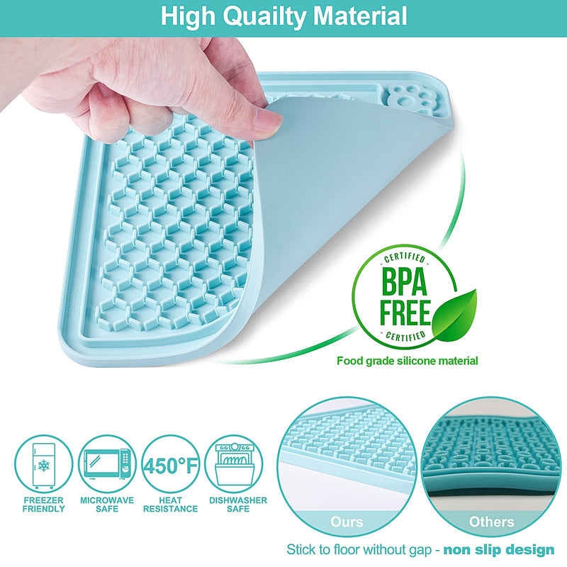 LUKITO Lick Mat for Dogs & Cats 2 Pack with Pet Food Spoon, Slow Feeder & Non-Slip Design, Pet Calming Dog Licking Mat Anxiety Relief Dog Cat Training, Lick Pad Perfect for Yogurt, Peanut Butter - PawsPlanet Australia