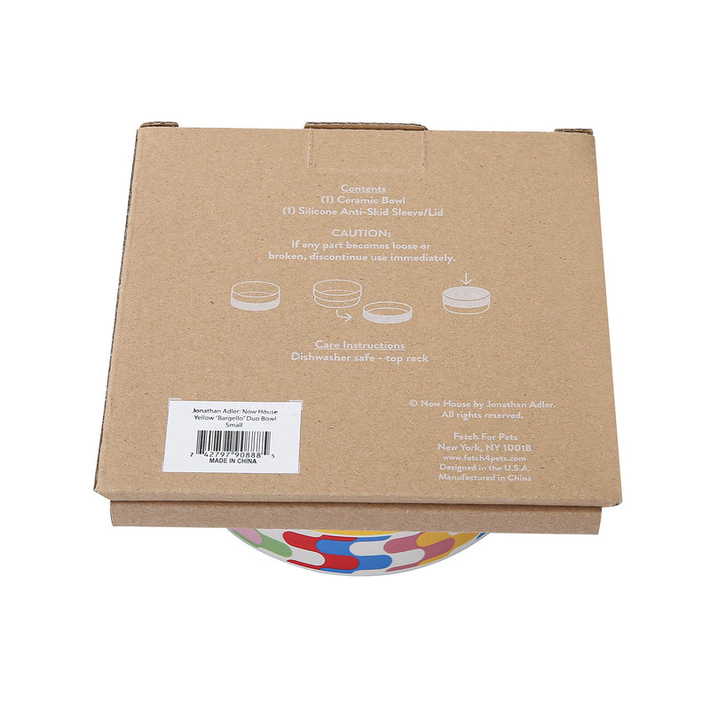 Now House for Pets by Jonathan Adler Duo Dog Bowl, Cute Ceramic Dog Food Bowl from Now House by Jonathan Adler for Water or Food, Available in Multiple Sizes Small Bargello - PawsPlanet Australia