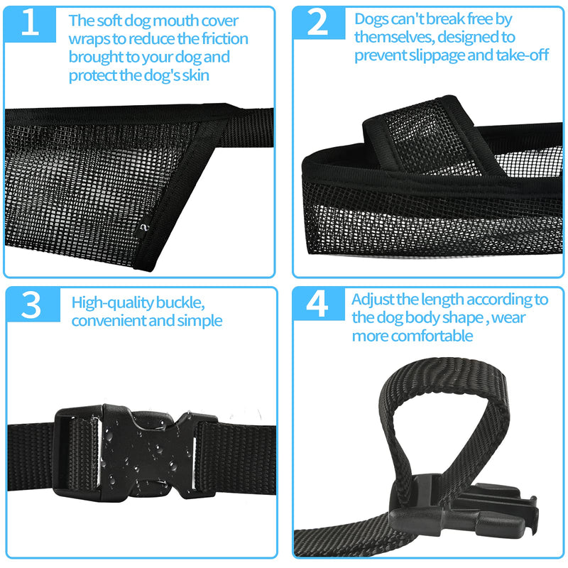 catadog Drinkable Dog Muzzle with Adjustable Collar for Small/Medium/Large Pets, Breathable Nylon Soft Dog Muzzles for Anti-Listlessness Biting Barking Licking XS Black - PawsPlanet Australia