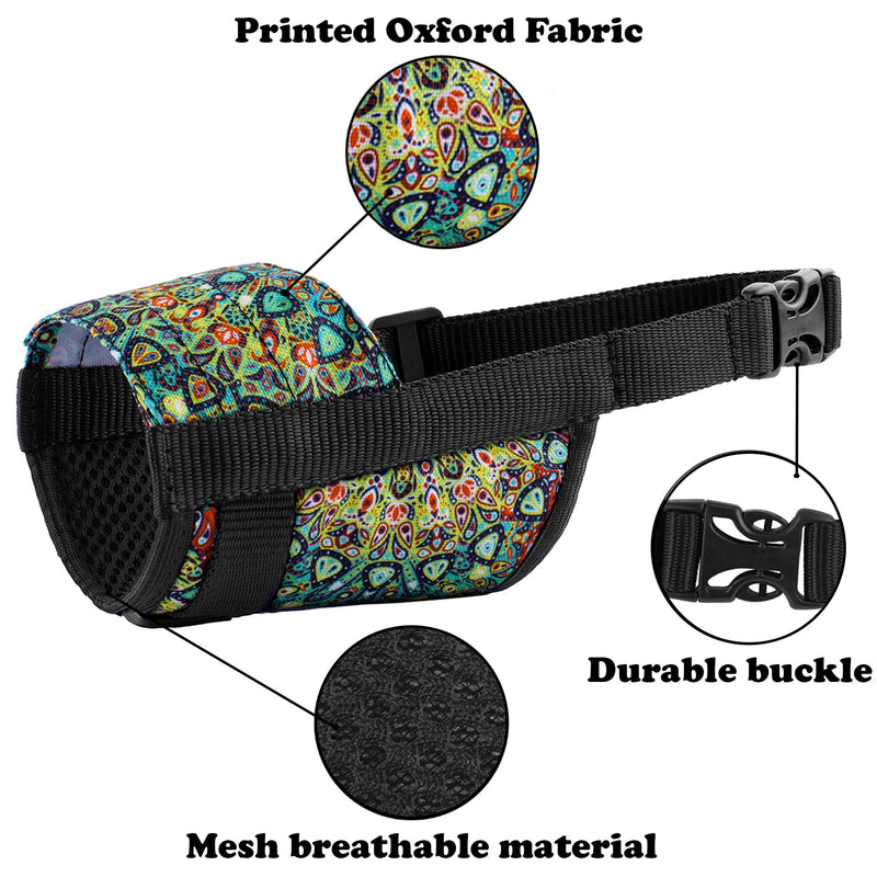 Murom Print Dog Muzzle for Small Medium Large Dogs Puppy Pattern Adjustable Pet Muzzles Anti Barking Biting Mouth Cover Mandala S - PawsPlanet Australia