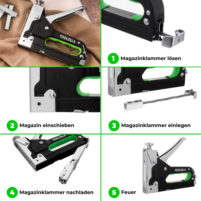 TOOLZILLA hand stapler set for wood and garden, functional and effective tool stapler with