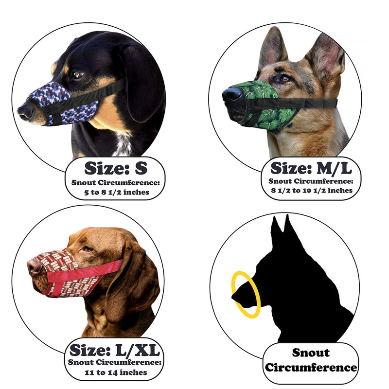 Murom Dog Muzzle Adjustable Nylon Soft Print Mouth Cover Design Pattern Anti Biting Barking Pet Muzzles Small Medium Large Brickwork S - PawsPlanet Australia