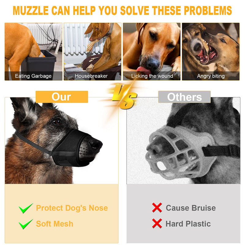 FAYOGOO Dog Muzzle for Small Medium Large Dogs, Dog Muzzles for Biting Barking and Chewing Puppy Muzzle Nylon Soft Mesh Breathable Adjustable Loop Muzzle Anti-Dropping Black - PawsPlanet Australia