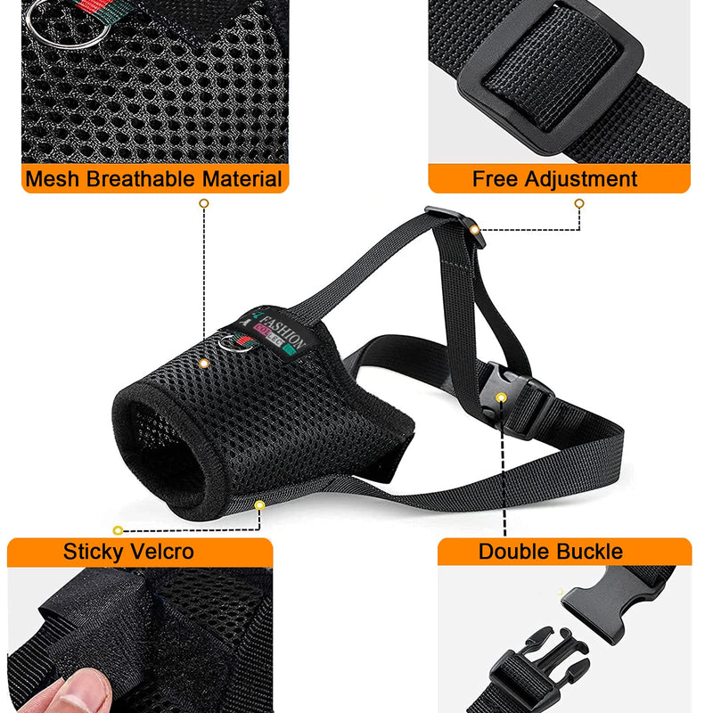 chella 2 Pack Dog Muzzles Nylon Soft Anti-Biting Barking Chewing Secure Muzzle, Mesh Breathable Muzzle with Adjustable Strap for Small Medium Large Dogs 3 Sizes (L) - PawsPlanet Australia