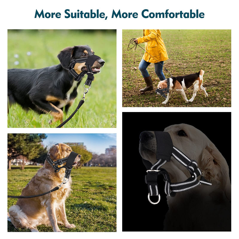 Lewondr Muzzle Guard for Dogs, Breathable Snout Cover Dog Muzzle for Large Dogs Comfort Fit Mouth Cover with Soft Padding & Adjustable Loop Stop Biting Barking Unwanted Chewing, Black - PawsPlanet Australia