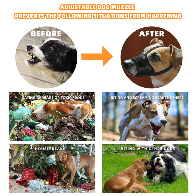 2 Pack Dog Muzzles, Soft Dog Muzzle for Small Medium Large Dogs Anti Biting Barking Chewing, Air Mesh Breathable Drinkable Adjustable Loop Pet Muzzle 3 Sizes Large (Pack of 2) - PawsPlanet Australia