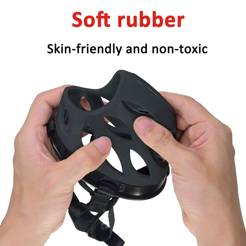 Dog Muzzle to Prevent Barking, Biting and Chewing, Soft Rubber Basket Muzzle for Small, Medium and Large Dogs 1 - Toy Poodle Black - PawsPlanet Australia