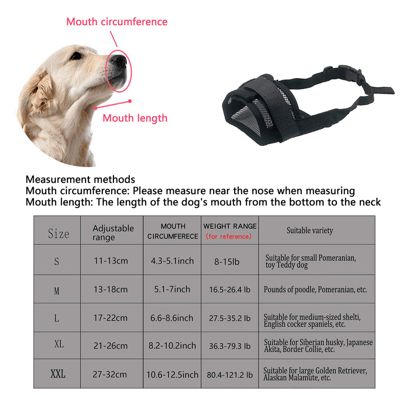 YAODHAOD Nylon Mesh Breathable Dog Mouth Cover, Quick Fit Dog Muzzle with Adjustable Straps,Pet Mouth Cover, to Prevent Biting and Screaming to Prevent Accidental Eating XL black - PawsPlanet Australia