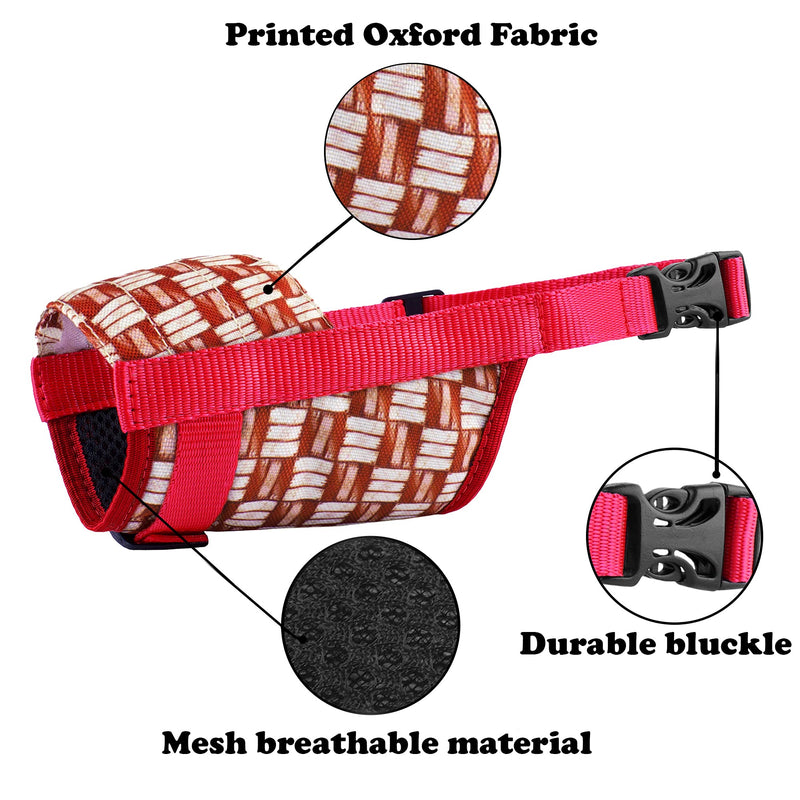 Murom Dog Muzzle Adjustable Nylon Soft Print Mouth Cover Design Pattern Anti Biting Barking Pet Muzzles Small Medium Large Brickwork S - PawsPlanet Australia