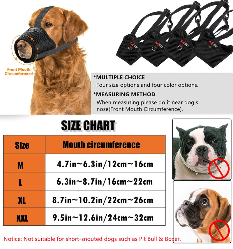 Mengbei tribe Dog Muzzle for Small Medium Large Dogs,Prevent Biting Barking Soft Muzzle for Dogs,Nylon Mesh Dog Muzzle Adjustable Loop Muzzle Anti-Dropping Black - PawsPlanet Australia