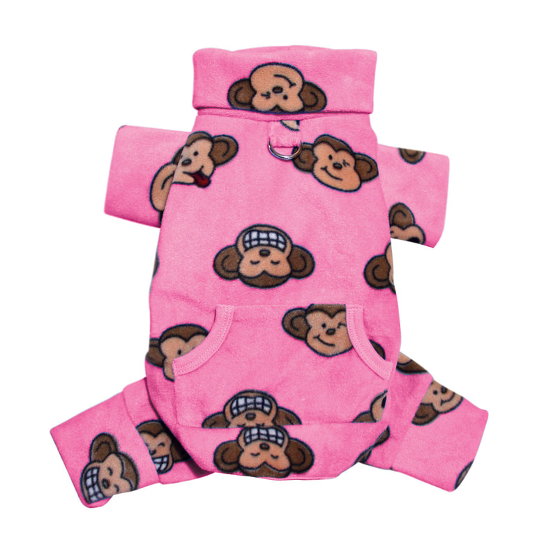 Klippo Silly Monkey Fleece Turtleneck Pajamas/Bodysuit/Loungewear/Coverall - Pink - X-SMALL - PawsPlanet Australia