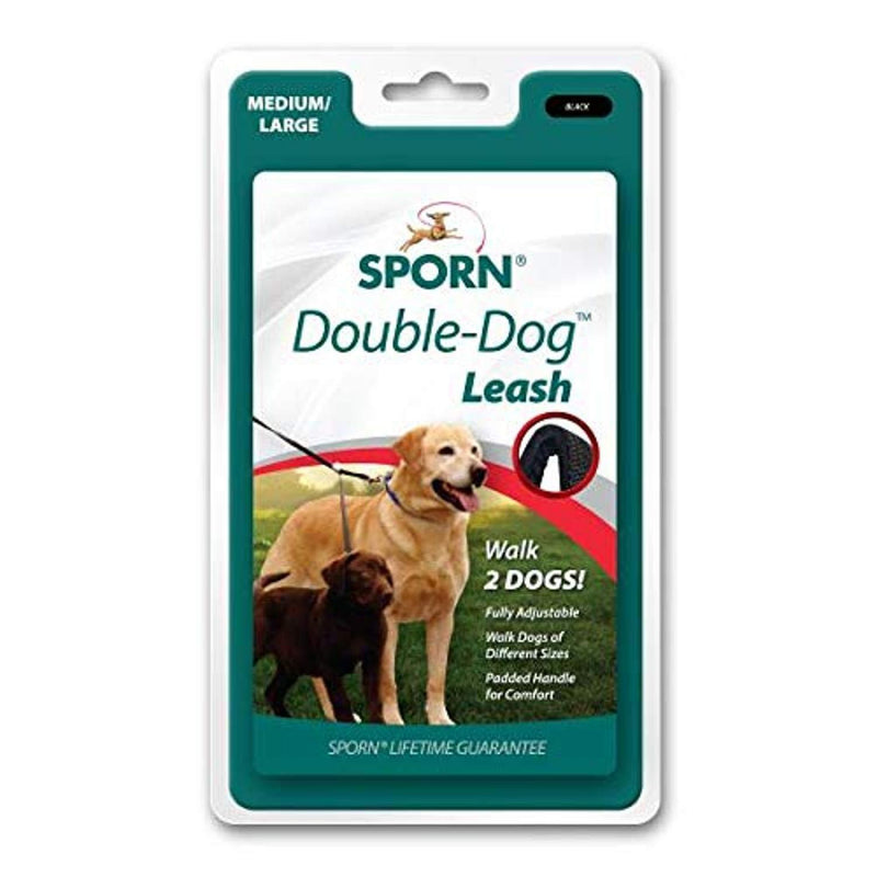 [Australia] - Double Dog Leash – No Tangle Swivel & Fully Adjustable Lead for Two Dogs, Double Dog Walker leash with Soft Padded Handle, Dual Dog Splitter Leash by Sporn Standard Black 