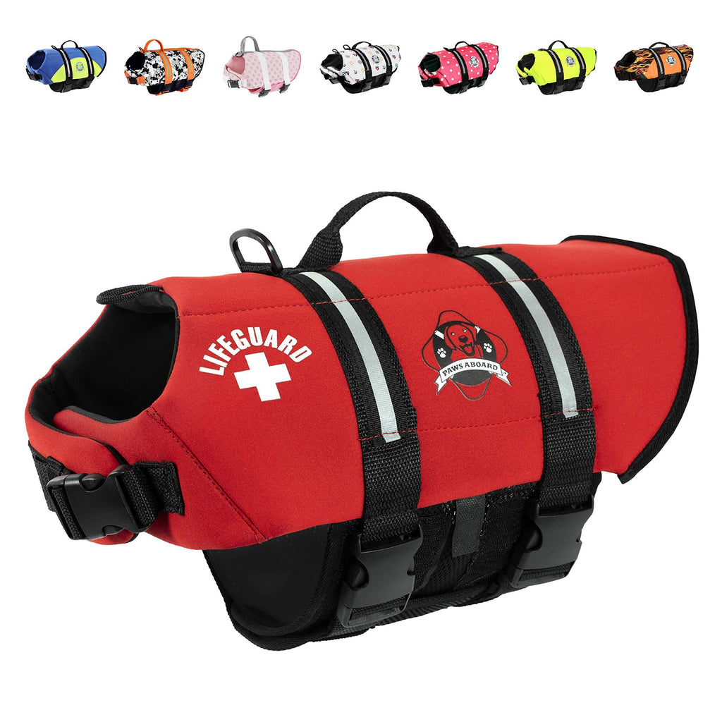 Paws Aboard Dog Life Jacket, Neoprene Dog Life Vest for Swimming and Boating - Red - PawsPlanet Australia