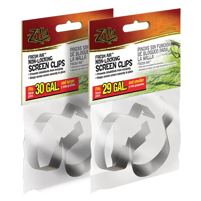 Zilla Reptile Terrarium Covers Non-Locking Screen Clips, 30G+, 2-Pack - PawsPlanet Australia