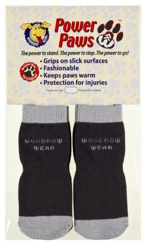 Woodrow Wear Power Paws, Traction Socks for Dogs, Black & Gray, XS, fits up to 25 lbs - PawsPlanet Australia
