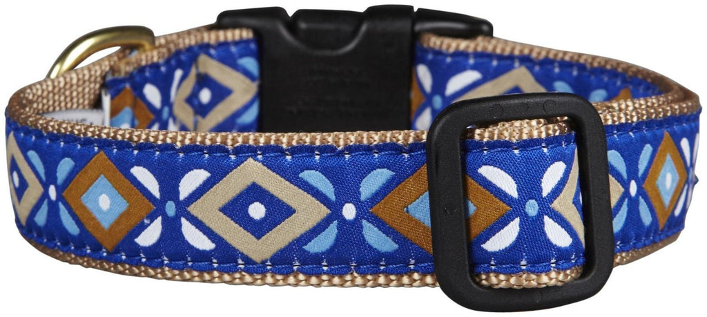 [Australia] - Animal World Aztec Blue Dog Collar Medium 12-18" - 1" Wide 