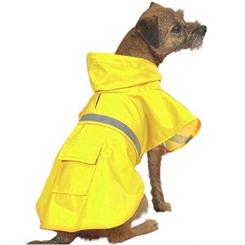 OCSOSO Dog Rain Poncho with Reflective Strip,Yellow, XXS,XS,S,M,L,XL,XXL (S) - PawsPlanet Australia