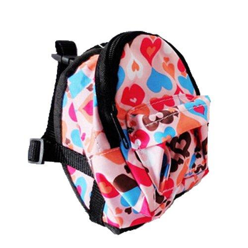 [Australia] - O&C Puppy Dog Backpack,Saddle Bags,Back Pack with Training Lead Leash S(12x14cm) Pink peach heart 