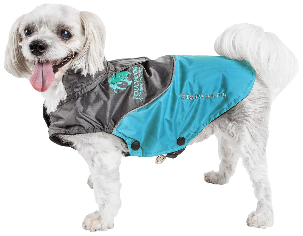 [Australia] - touchdog Subzero-Storm Waterproof 3M Reflective Dog Coat w/Blackshark Technology Sky Blue, Black Large 