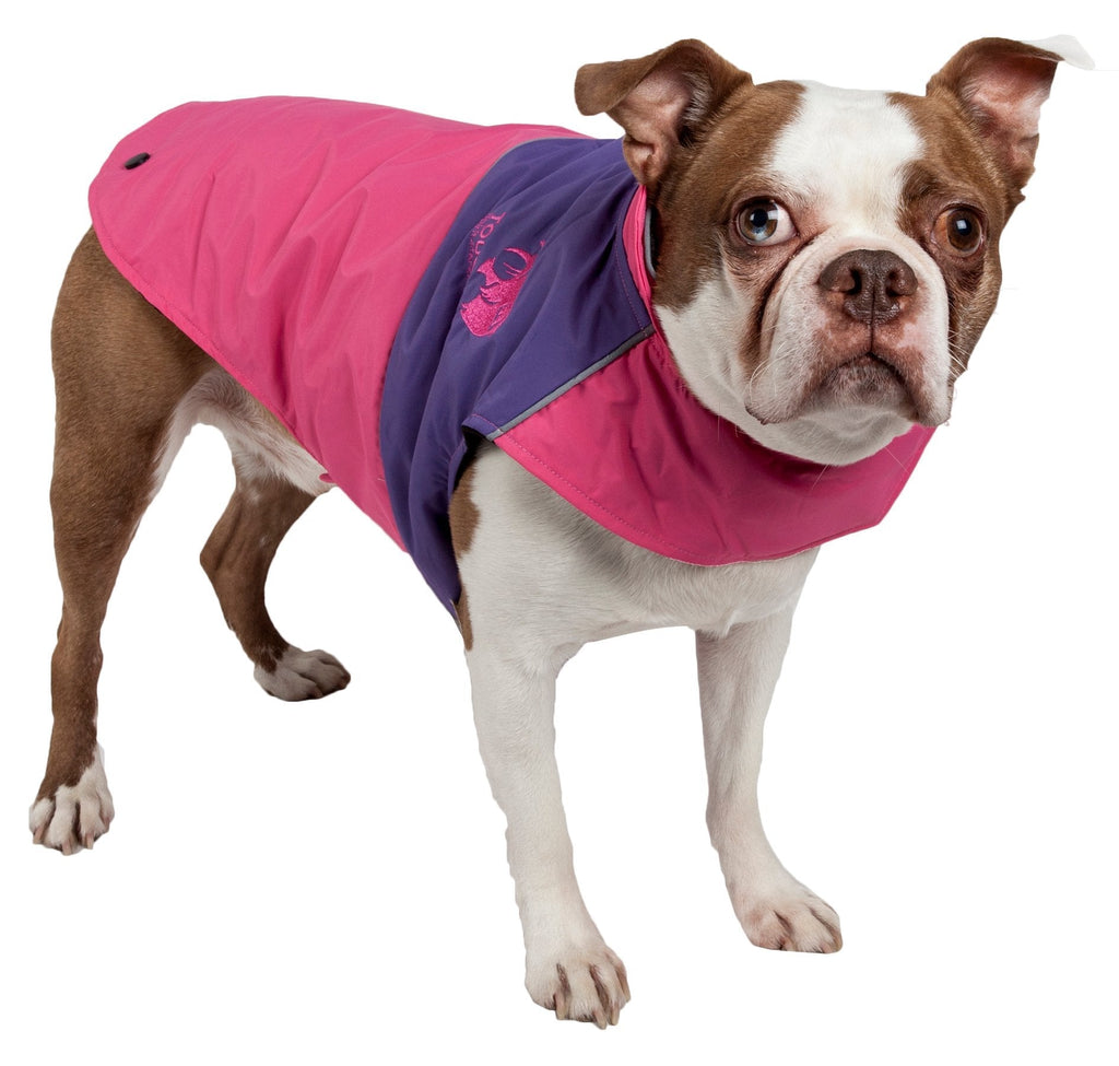 [Australia] - touchdog Lightening-Shield Waterproof 2-in-1 Convertible Dog Jacket w/Blackshark Technology Pink, Purple X-Large 