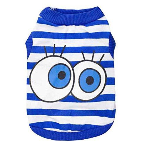 DroolingDog Pet Dog Clothes Cute Eyes Tee Shirt Vest for Small Dogs X-Small (Under 3.3lb) Blue - PawsPlanet Australia