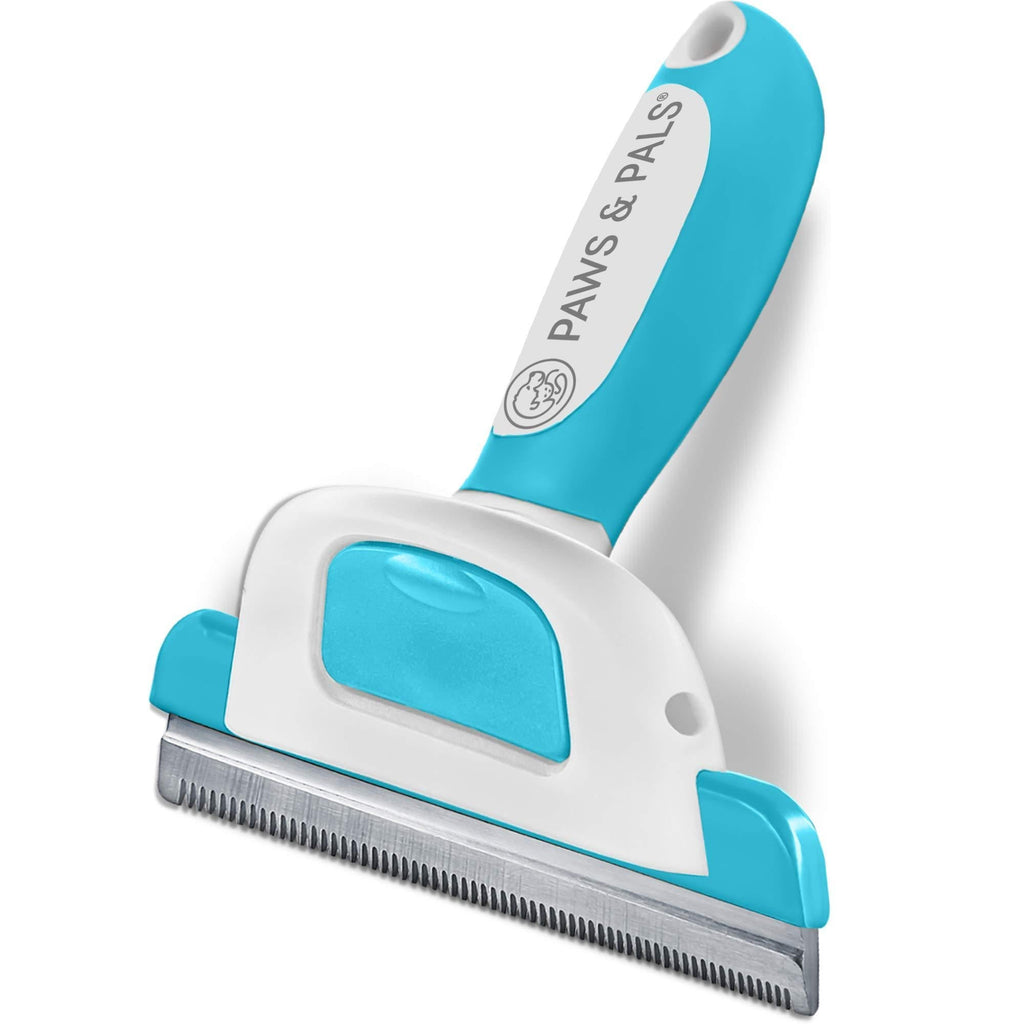 Paws & Pals Dog Brush - Gentle Soft Hair Rake Trimming Comb - Best for Shedding Dogs-Cats, Thick Long Short Haired Pet, Coat Grooming & Cat Hair Fur Removal - Self Cleaning - Deshedding Supplies - PawsPlanet Australia