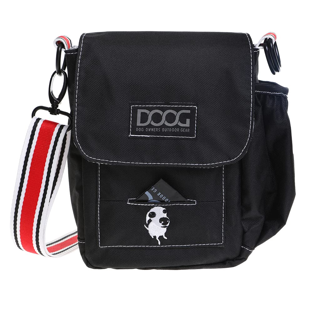 DOOG Large Shoulder Bag with Waterproof Lining, Waterbottle/Tennis Ball Holder, and Waste Bag Holder Black - PawsPlanet Australia