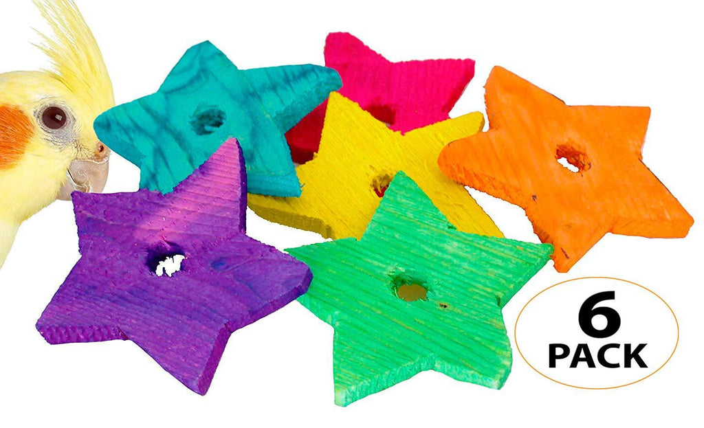 [Australia] - 1151 PK6 Wood Stars Bonka Bird Toys Parrot Foot Craft Talon Cage Part Toy Medium 