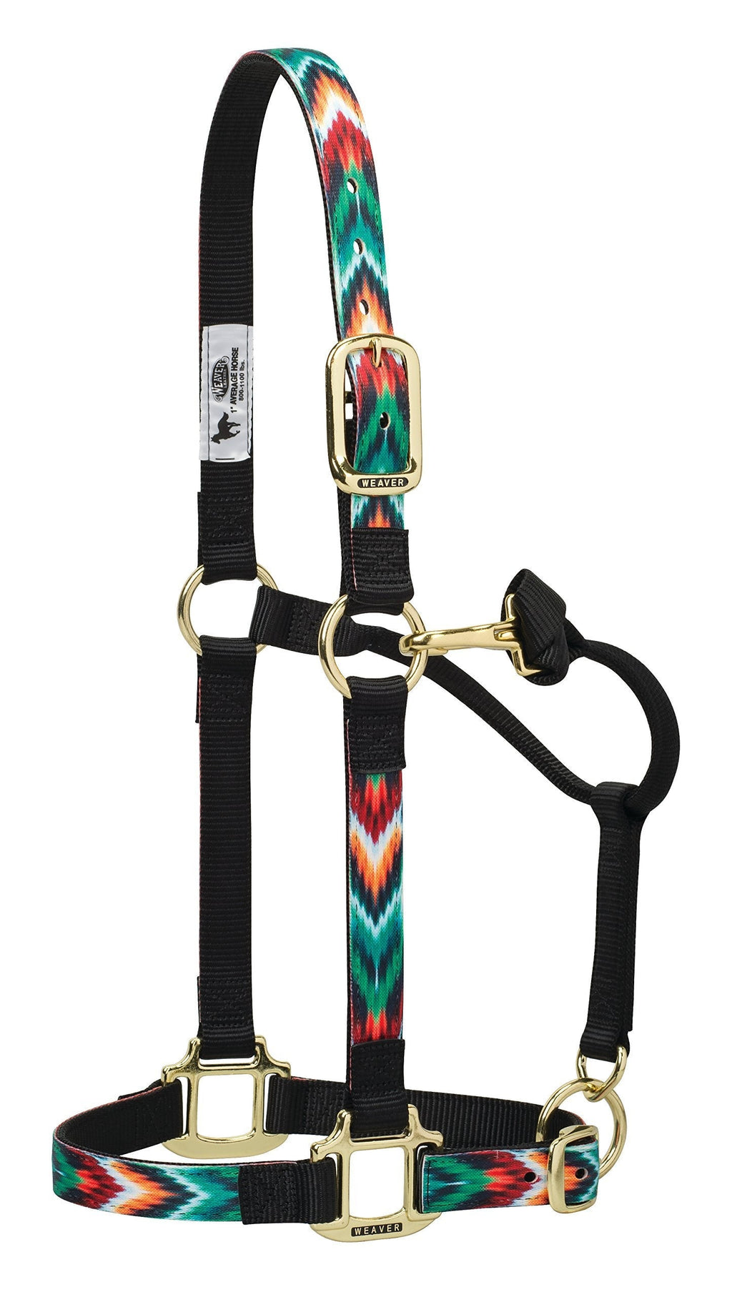 Weaver Leather Adjustable Patterned Nylon Horse Halter Average Horse Black/Multi Chevron - PawsPlanet Australia
