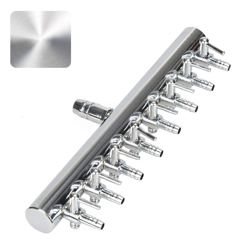 Pawfly 8-Way Aquarium Air Flow Control Lever Valve Chromium Copper Distributor Fish Tank Splitter Inlet 3/8" - PawsPlanet Australia