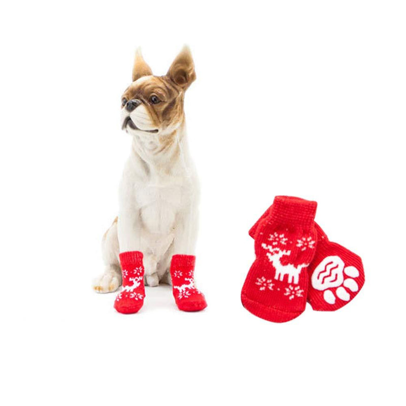 Mummumi Small Dog Sock,Puppy Anti-Slip Socks Comfortable Shoes Boots with Rubber Reinforcement Soft of 4pcs Breathable Sock Design for Pet Dogs S C - PawsPlanet Australia