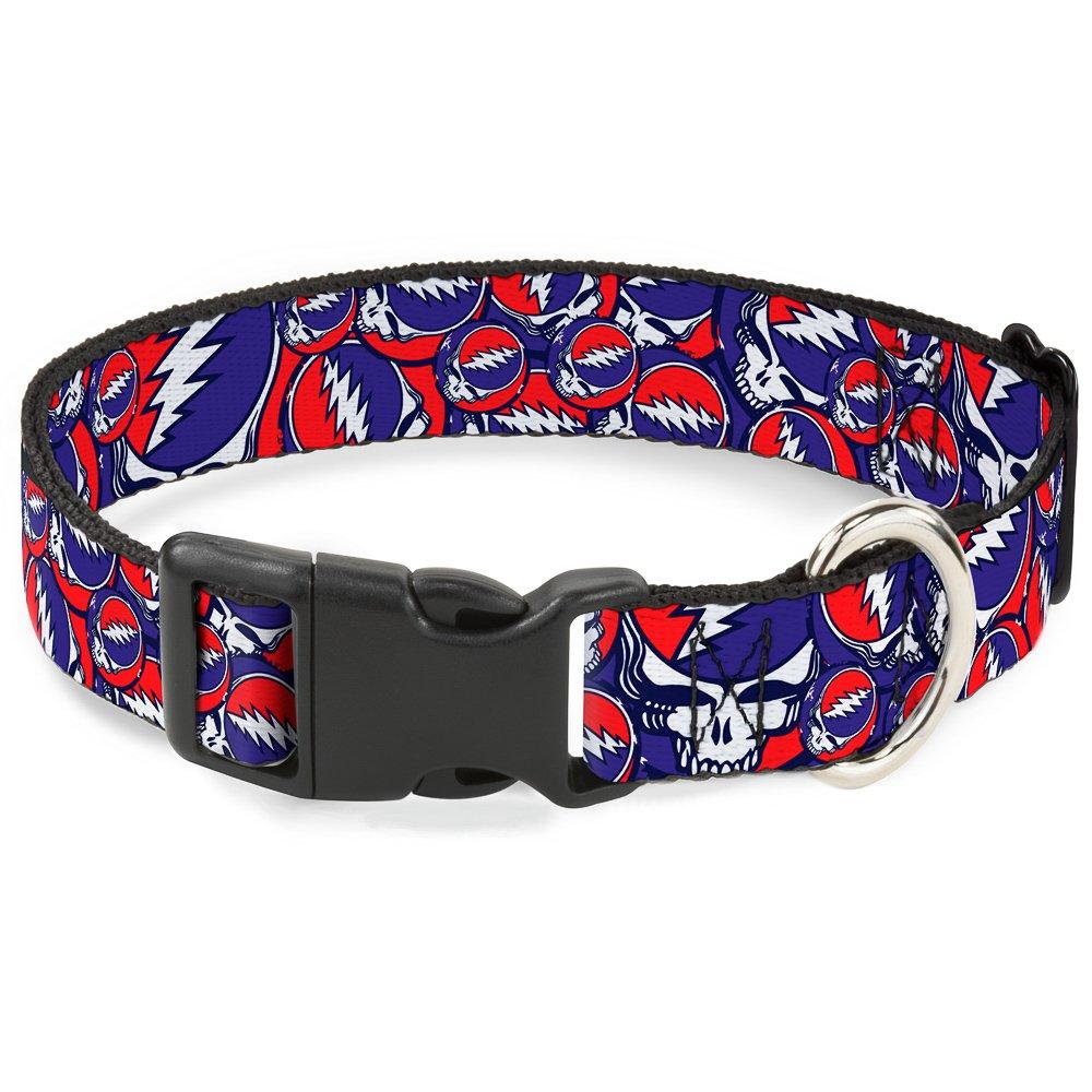 [Australia] - Buckle-Down Dog Collar Plastic Clip Steal Your Face Stacked Red White Blue 8 to 12 Inches 0.5 Inch Wide 1/2" Wide - Fits 6-9" Neck - Small 